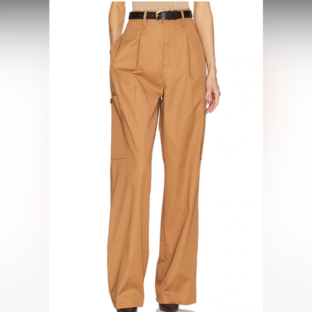 High-Waist Straight Leg Cargo Pants - Camel